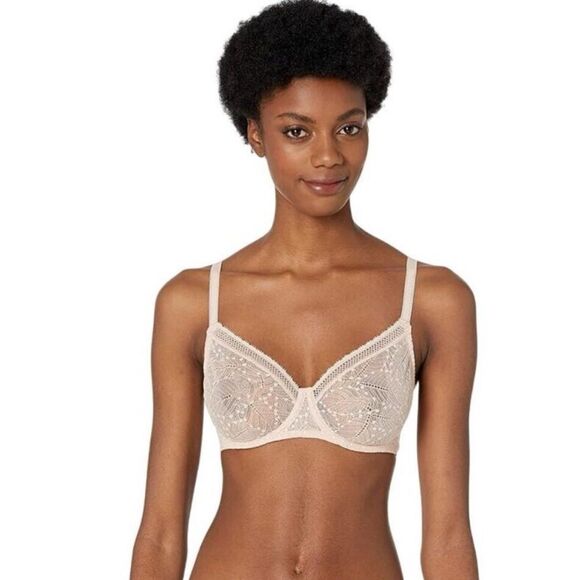 Simone Perele Comete Full
Coverage Lace Bra in  Pinky Sand Size 36D / NWOT - Picture 3 of 11
